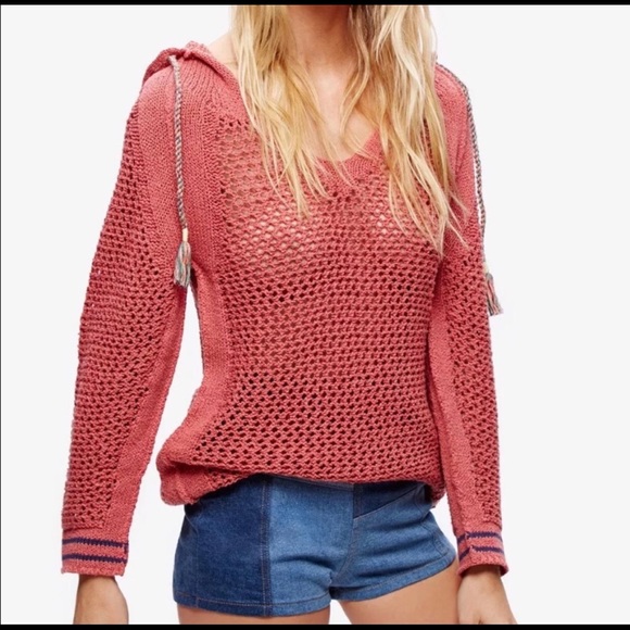 Free People Shadow Stripe open Knit Hoodie Sweater - Picture 2 of 5